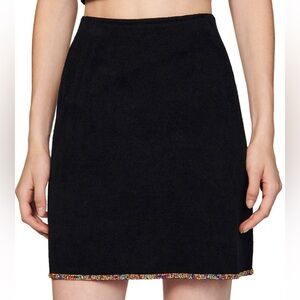 NWT Sandro Naama Black Velvet Multicolored Rhinestone Embellished Mini Skirt